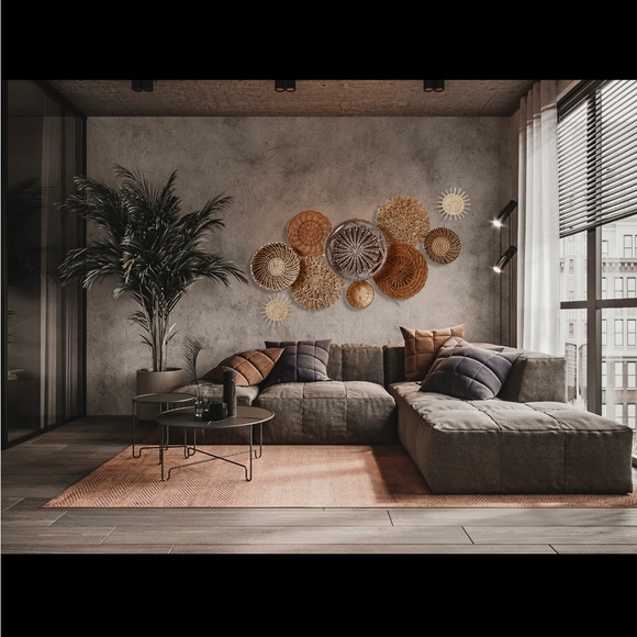 Set of 10 Seagrass Wall Basket For Wall Decor, Natural African Baskets - Picture 8 of 11